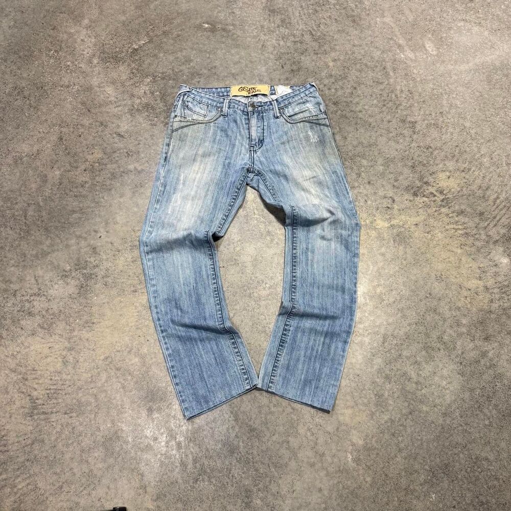 GSI5 Vintage Y2K Distressed Faded Biker Jeans Size 33x30